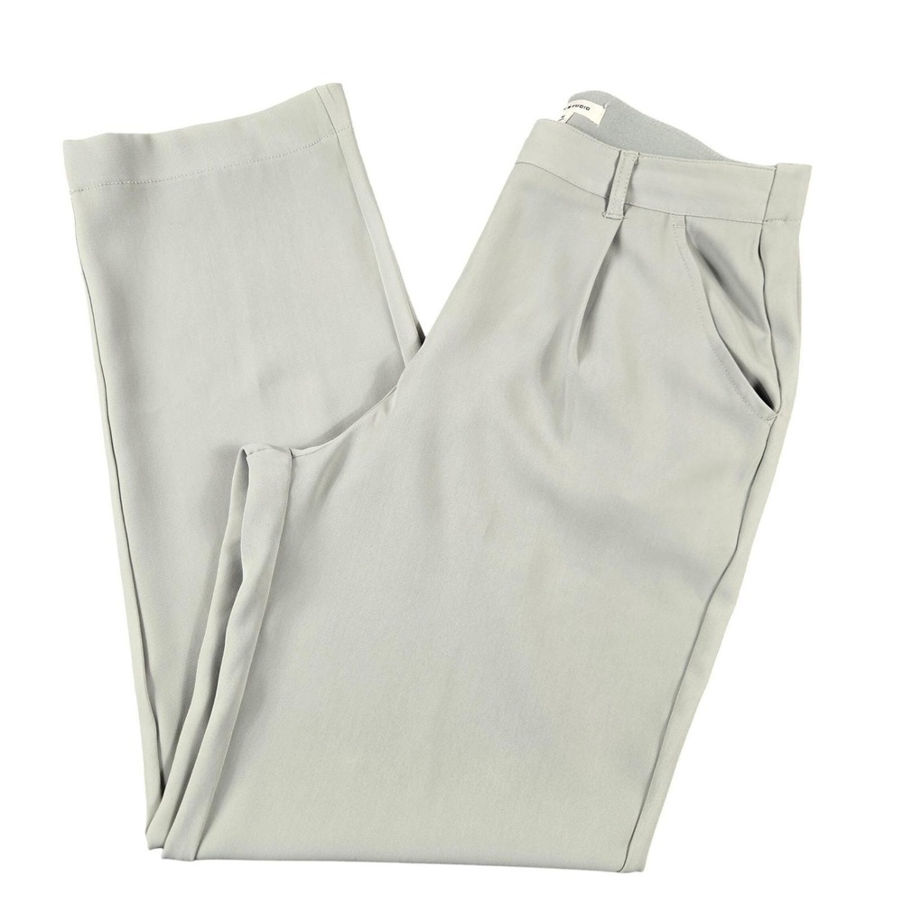 Max Studio Pleated Dress Pants Womens Medium Sage Green Straight Leg Trousers